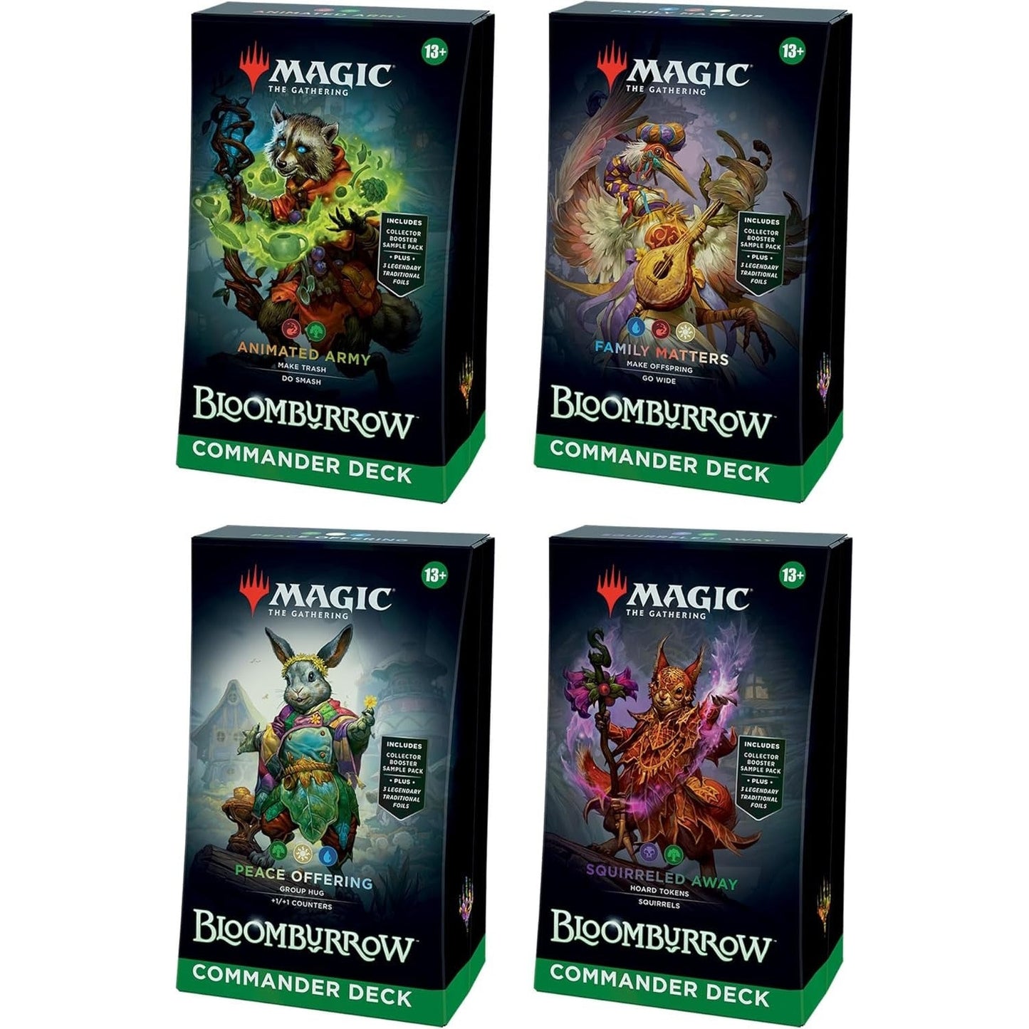 Magic: The Gathering TCG: Bloomburrow Commander Deck Bundle - 4 Deck Set